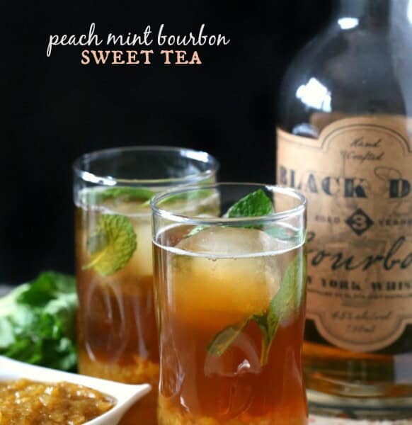 Peach Mint Bourbon Sweet Tea by Nutmeg Nanny