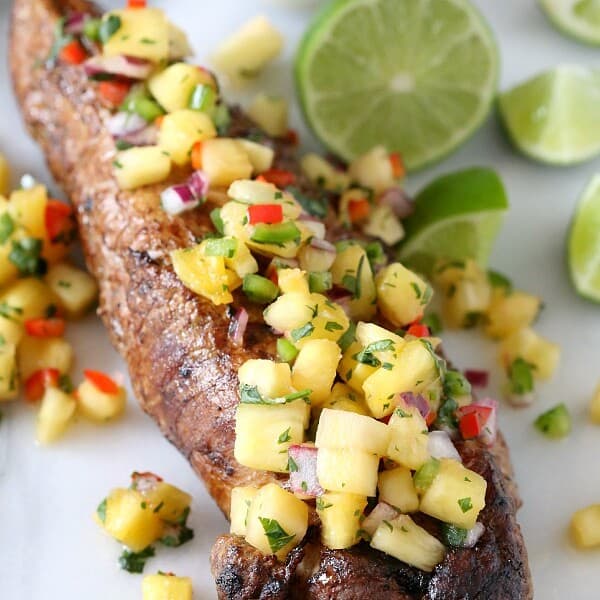 Pork Tenderloin with Pineapple Salsa by Nutmeg Nanny