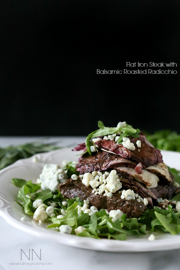 Flat Iron Steak with Balsamic Roasted Radicchio by Nutmeg Nanny