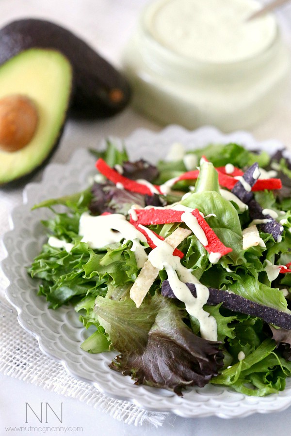This creamy dairy free avocado ranch dressing is perfect on top of salad or even as a quick vegetable dip. Don't pick the bottle when you can make it from scratch.