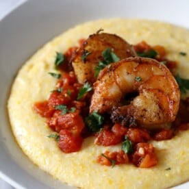Spicy Shrimp Over Creamy Polenta Recipe by Nutmeg Nanny