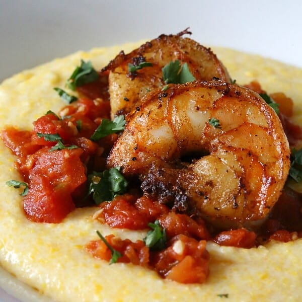 Spicy Shrimp Over Creamy Polenta Recipe by Nutmeg Nanny