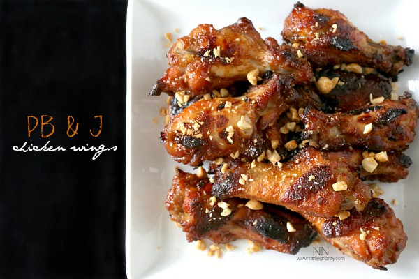 peanut butter and jelly chicken wings on a plate