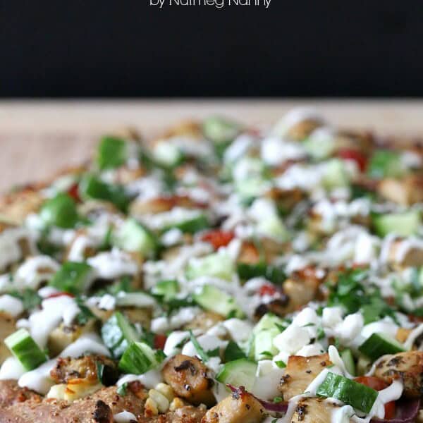 Chicken Souvlaki Pizza by Nutmeg Nanny