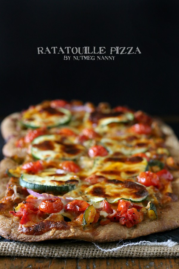 Ratatouille Pizza on a table.