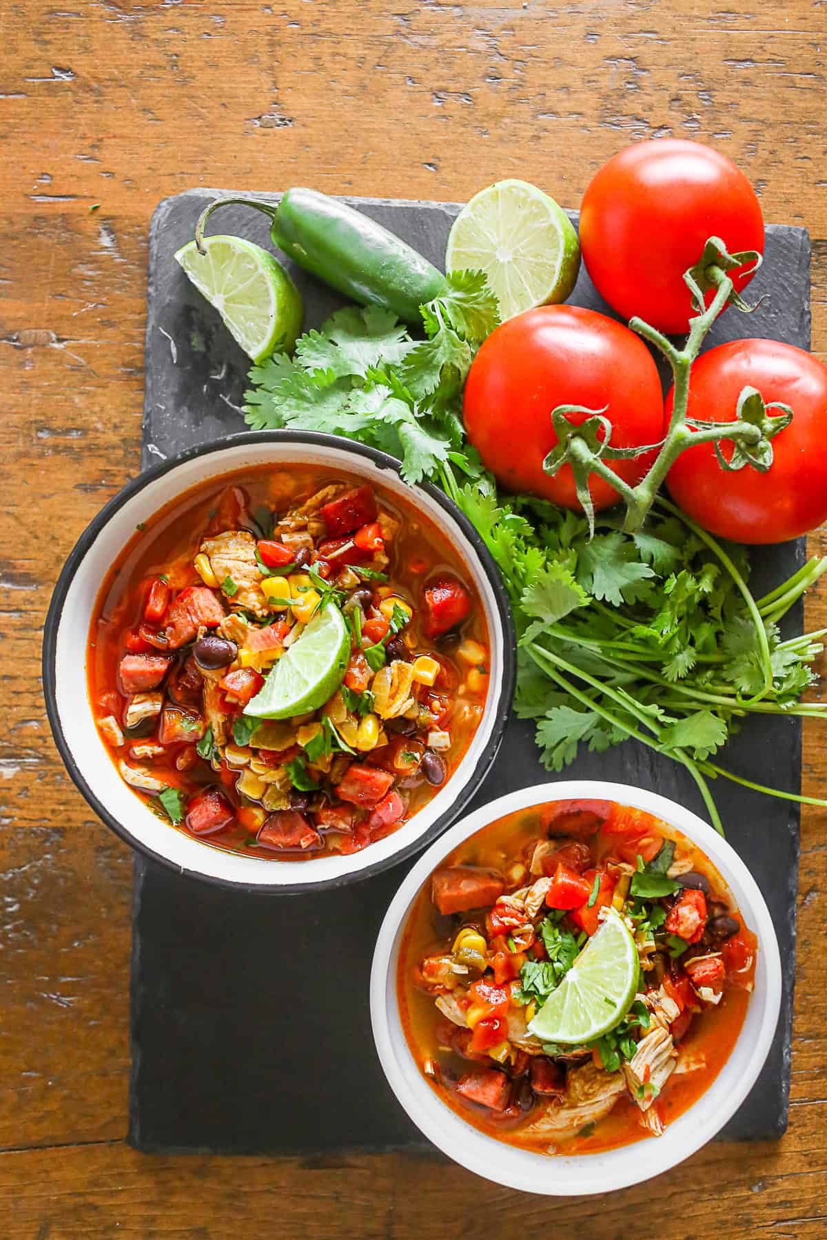 Spicy Chicken Lime Soup served in a bowl. 