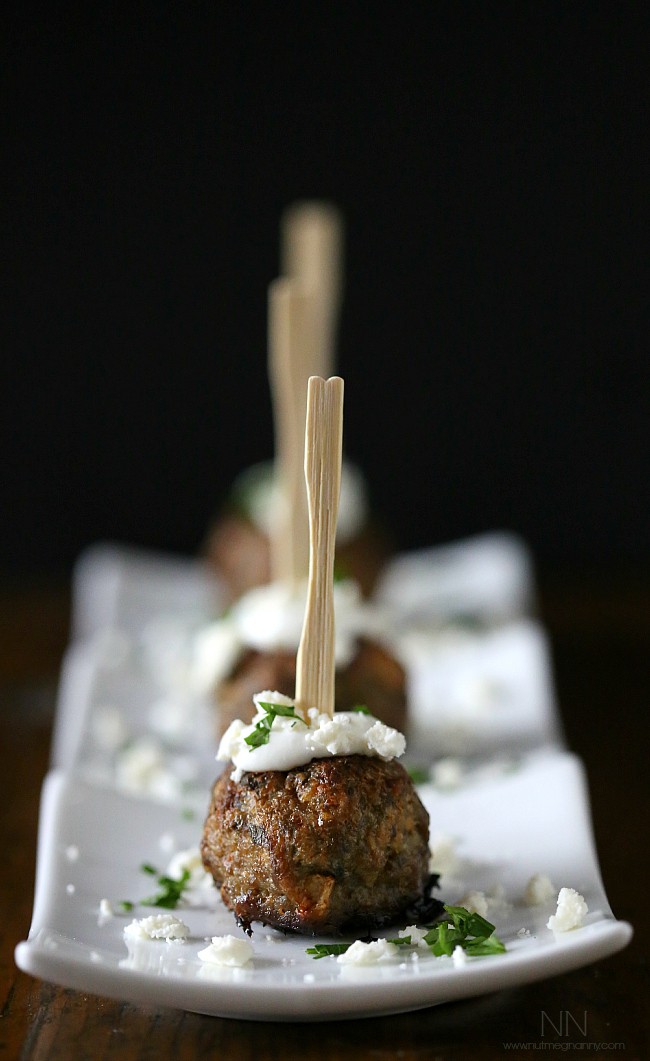 Greek Lamb Meatballs on a platter. 