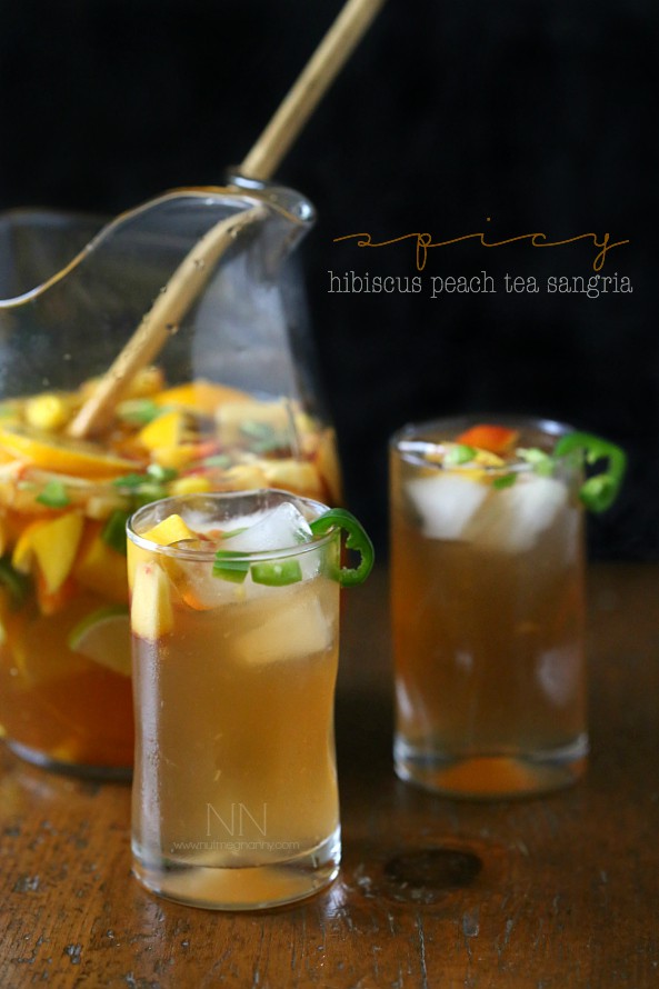 Spicy Hibiscus Peach Tea Sangria by Nutmeg Nanny