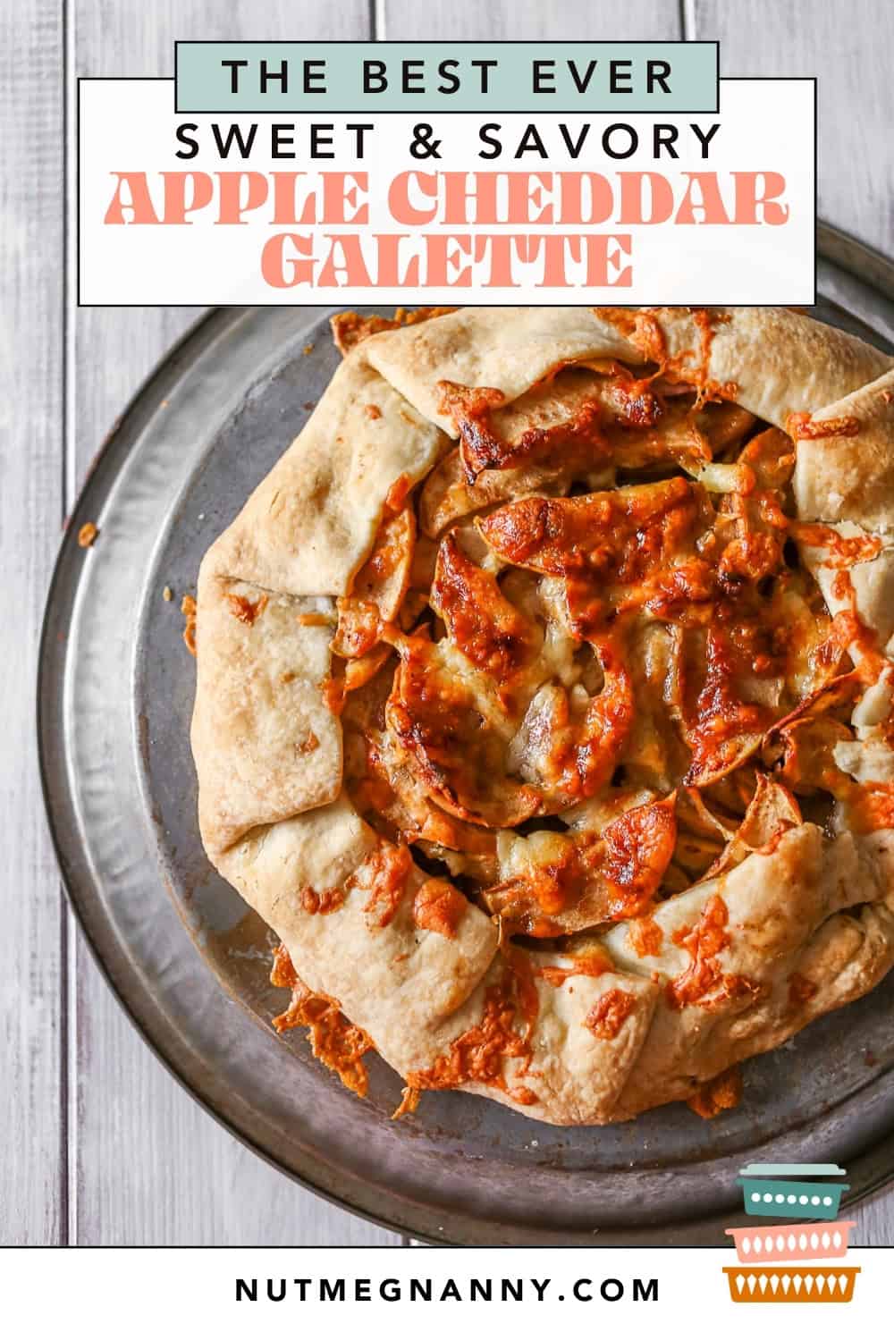 apple cheddar galette pin for Pinterest. 