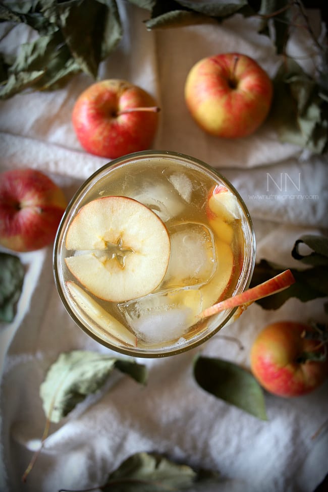 This flavor packed bourbon apple shrub cocktail is the perfect addition to your fall cocktail menu. Made with homemade apple shrub, bourbon, ginger ale and bitters. 