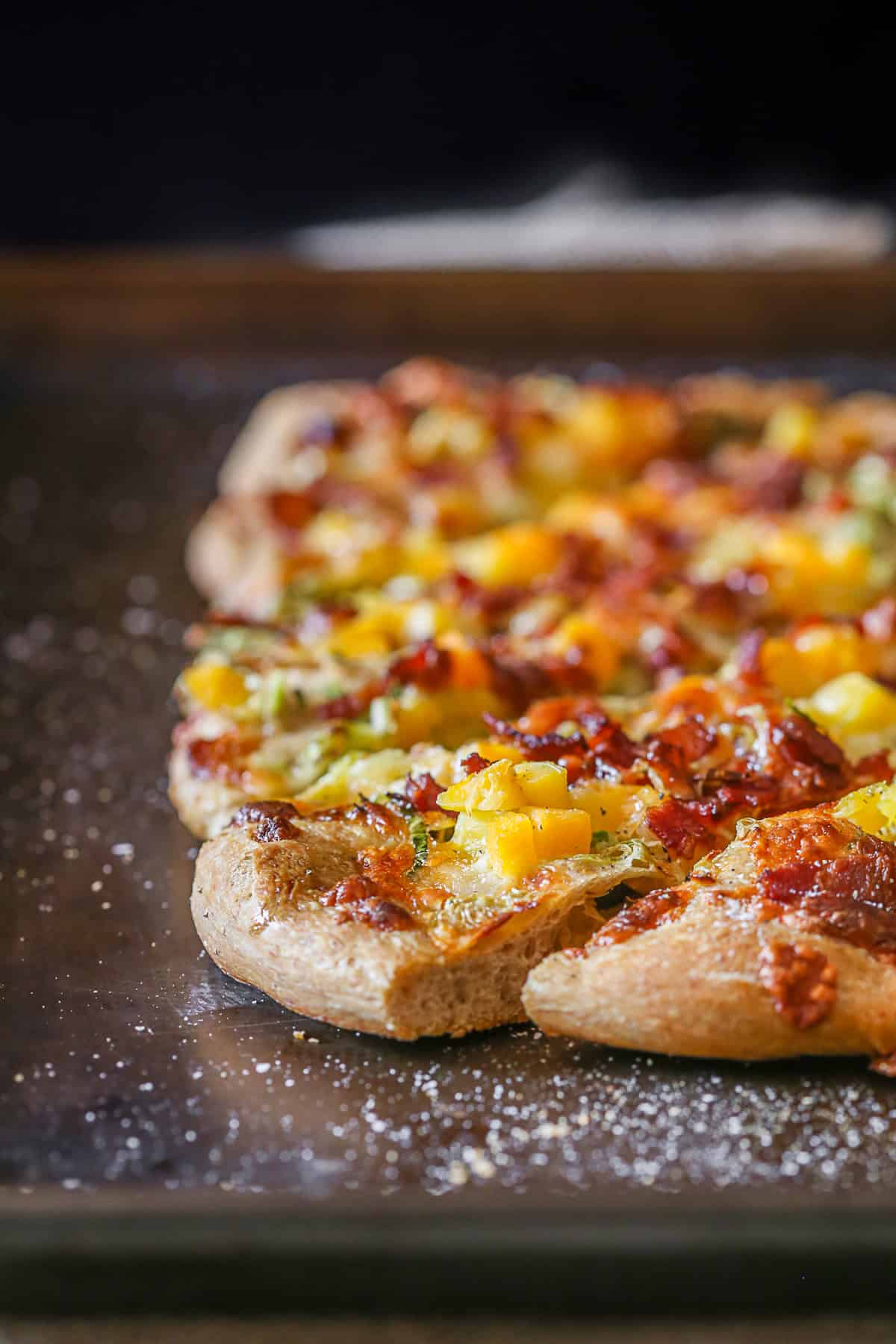 Butternut Squash Flatbread on a serving tray. 