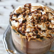 This rich and creamy peanut butter hot chocolate is perfect for keeping you warm all winter long. Plus it's super simply because it's made in your blender! That's right. I made this delicious treat right in my Vitamix!