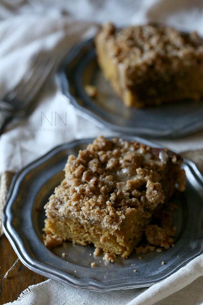 Pumpkin Spice Latte Coffee Cake topped with glaze. 