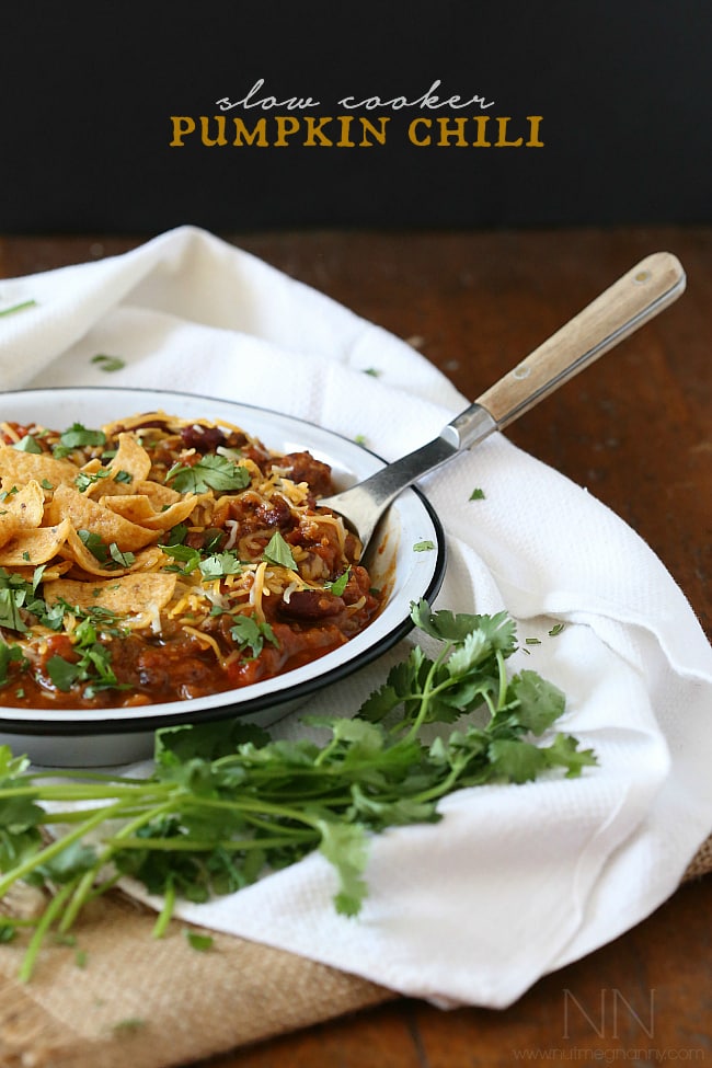 This slow cooker pumpkin chili is packed full of pumpkin puree, spicy Italian sausage and lots of beans and vegetables. This hearty soup is perfect for cold winter nights