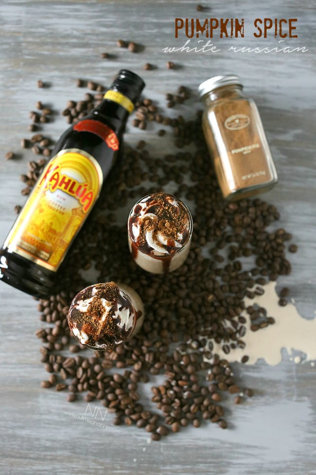 Pumpkin Spice White Russian topped with whipped cream. 