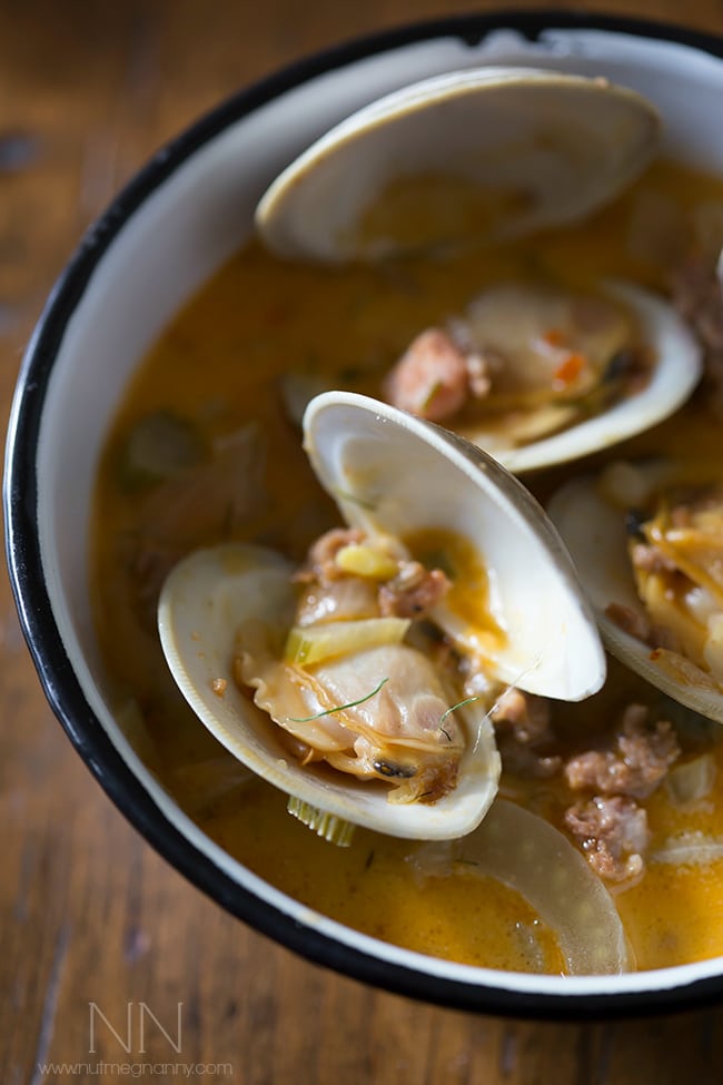 These drunken clams and sausage are paired with white wine, chicken stock, fennel and just a touch of cream. Perfect when served with crusty bread. These drunken clams and sausage are paired with white wine, chicken stock, fennel and just a touch of cream. Perfect when served with crusty bread.