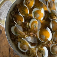 These drunken clams and sausage are paired with white wine, chicken stock, fennel and just a touch of cream. Perfect when served with crusty bread.