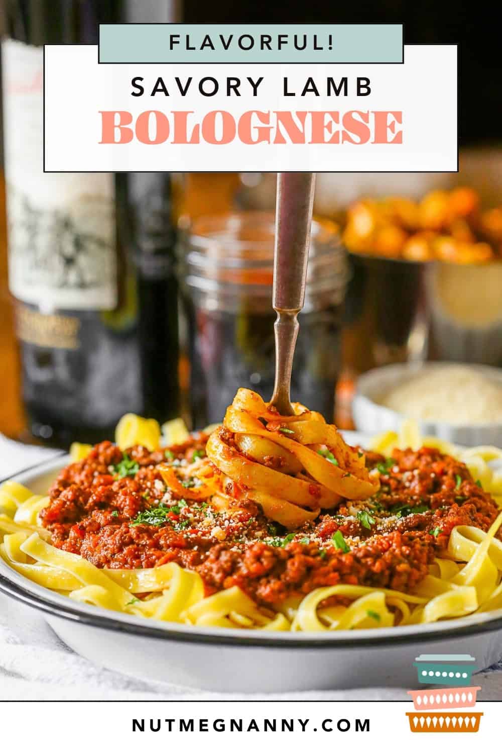 Lamb Bolognese pin for Pinterest. 