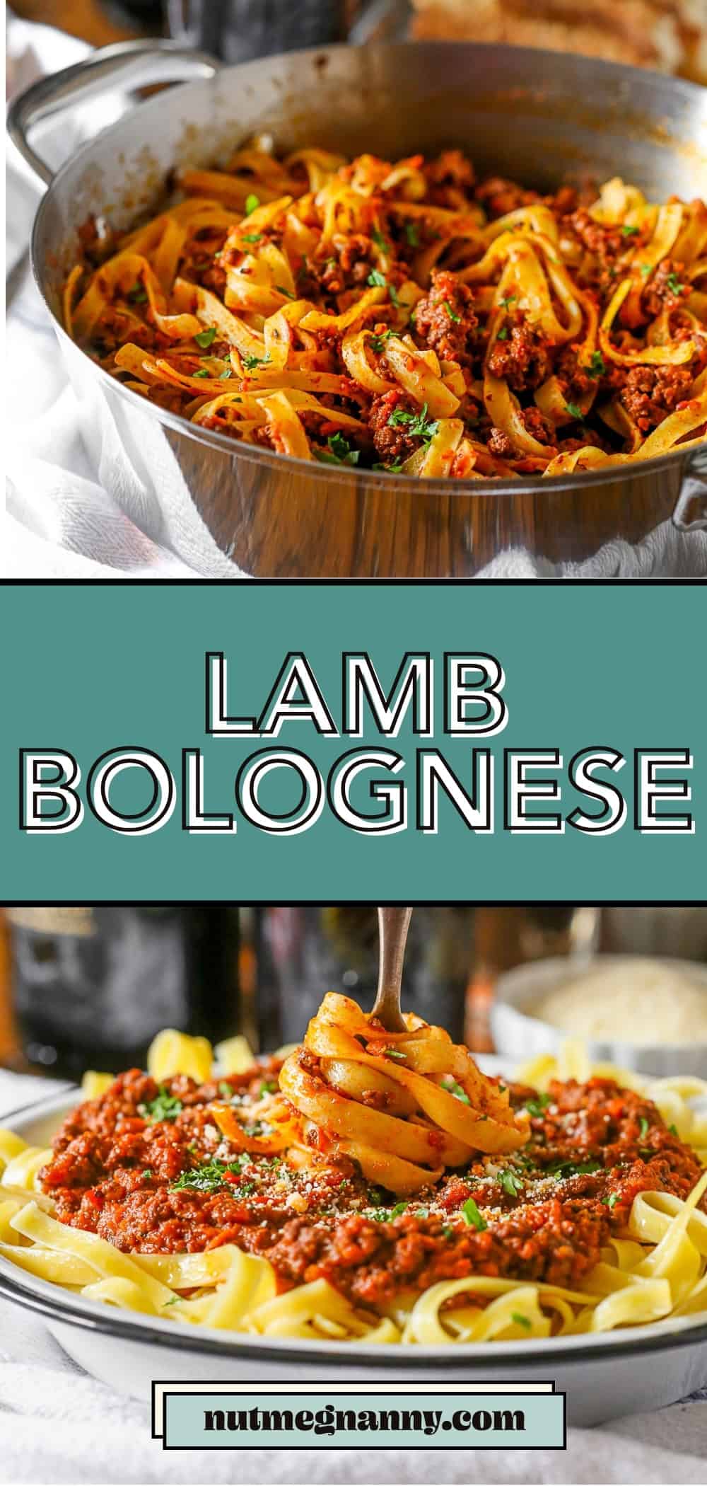 Lamb Bolognese pin for Pinterest. 