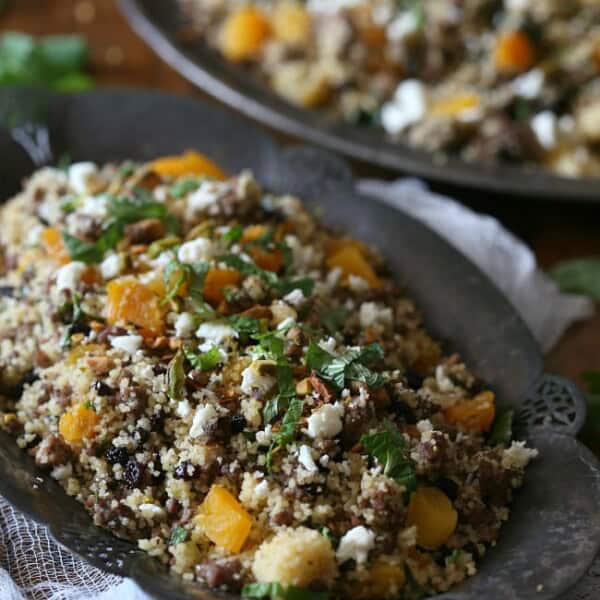 This Moroccan lamb couscous is packed full of spiced ground lamb, dried apricots, currents, fresh herbs and couscous. Plus it's ready in just 30 minutes!