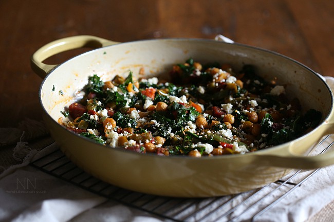 This chorizo chickpea skillet is packed full of spicy chorizo sausage, chickpeas, kale, sweet bell peppers and cotija cheese. Full of flavor, nutritious vegetables and perfect for cold winter days. This chorizo chickpea skillet is packed full of spicy chorizo sausage, chickpeas, kale, sweet bell peppers and cotija cheese. Full of flavor, nutritious vegetables and perfect for cold winter days.