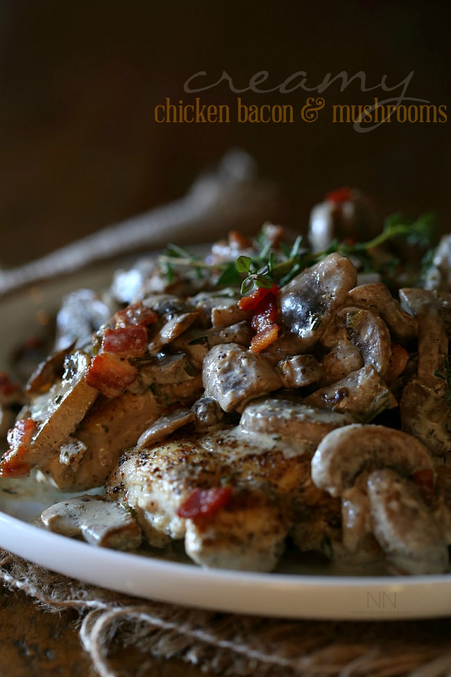 This creamy chicken bacon and mushrooms is the perfect weekday meal. Made all in one skillet and packed full of flavor. Perfect over top noodles or potatoes. This creamy chicken bacon and mushrooms is the perfect weekday meal. Made all in one skillet and packed full of flavor. Perfect over top noodles or potatoes.