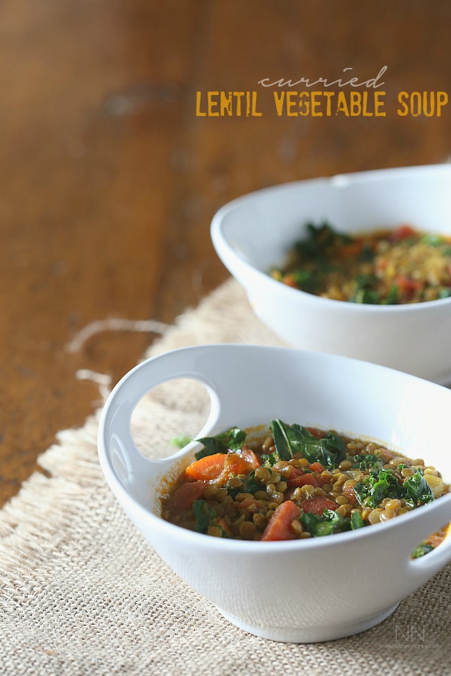 This curried lentil vegetable soup is packed full of small green lentils, fresh chopped root vegetables, a handful of kale and a sprinkling of curry powder. Plus it's ready in under an hour!