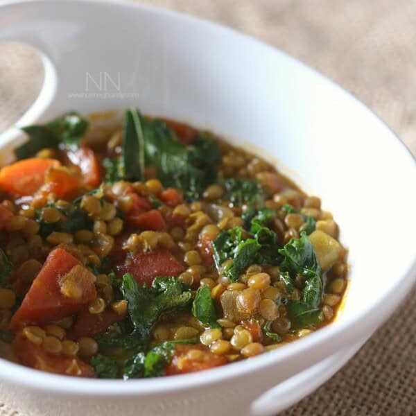 This curried lentil vegetable soup is packed full of small green lentils, fresh chopped root vegetables, a handful of kale and a sprinkling of curry powder. Plus it's ready in under an hour!