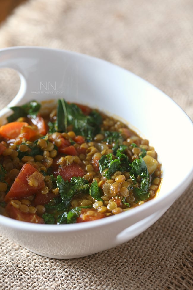 This curried lentil vegetable soup is packed full of small green lentils, fresh chopped root vegetables, a handful of kale and a sprinkling of curry powder. Plus it's ready in under an hour!