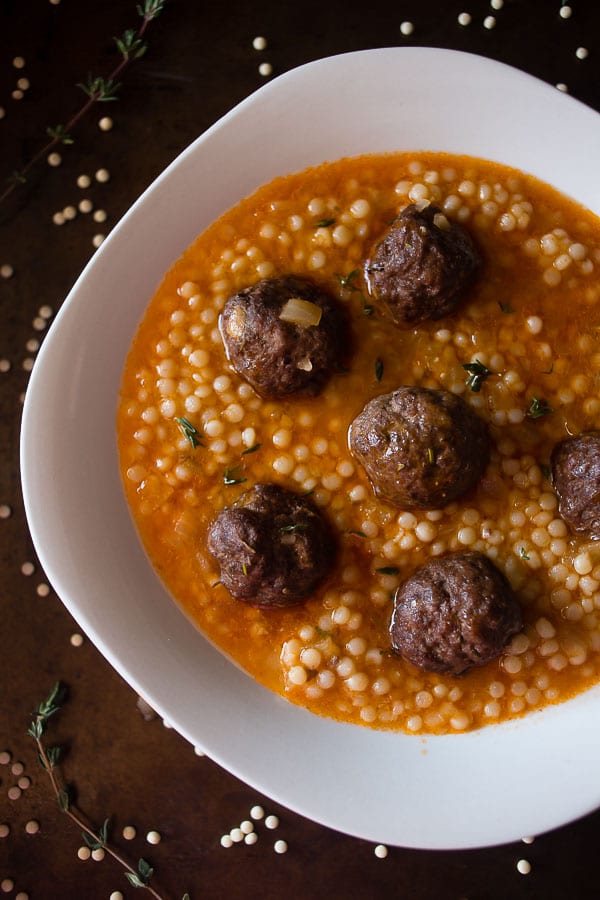 This lamb meatball couscous soup is packed full of homemade meatballs and Israeli couscous. Plus it's ready in under an hour!