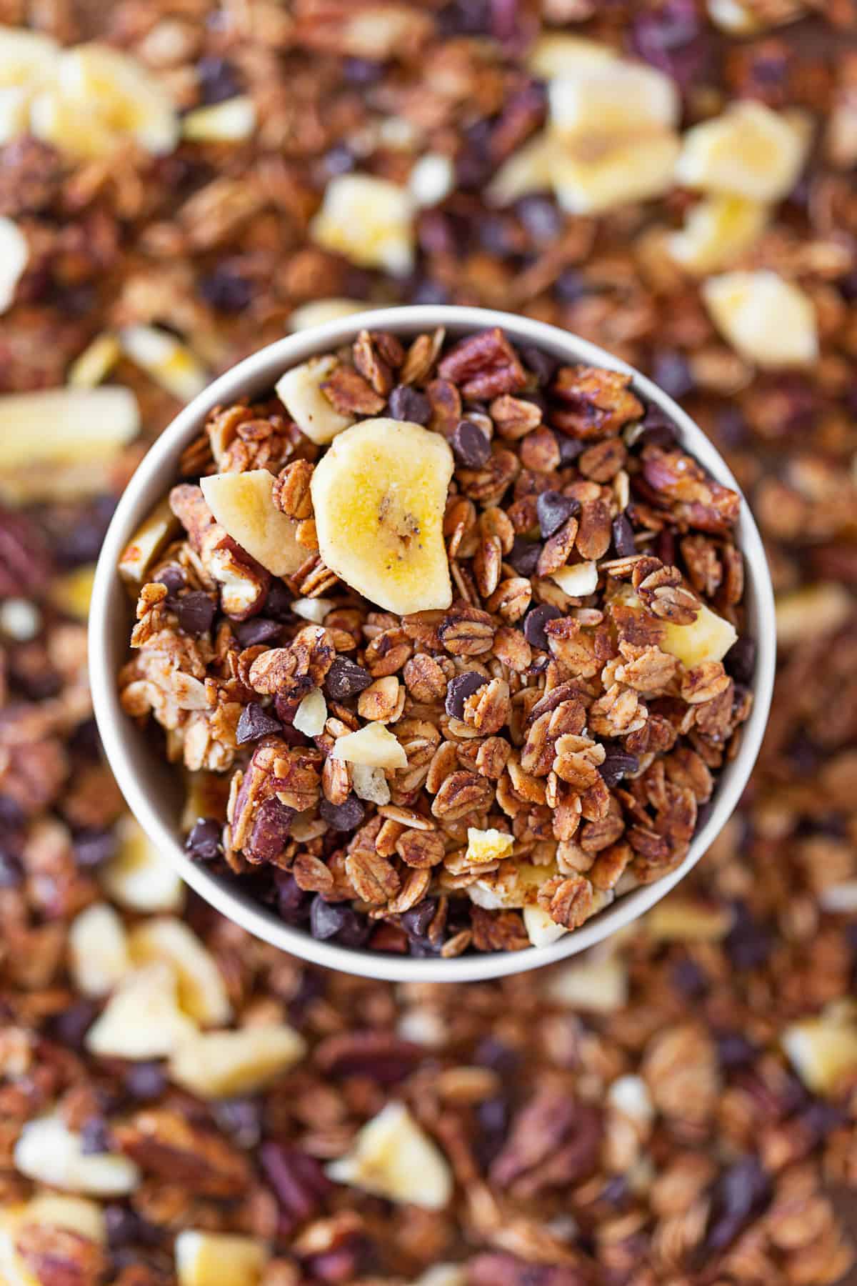 Banana Bread Granola in a small bowl.
