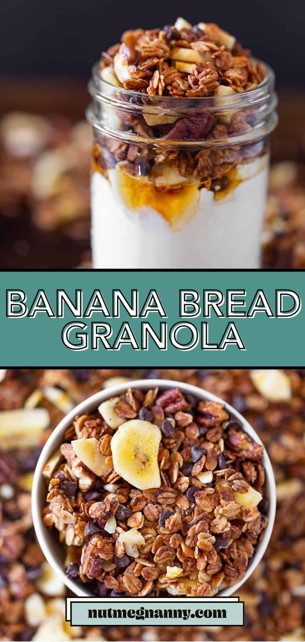 Banana Bread Granola pin for Pinterest.