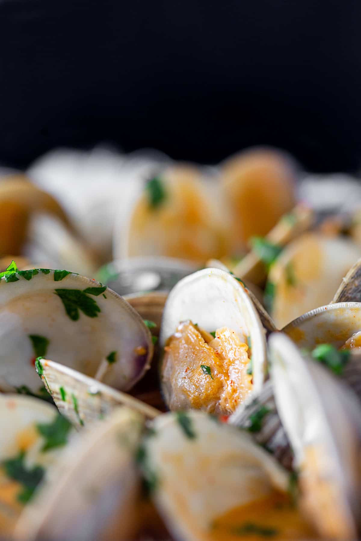 Spicy Coconut Milk Clams in the shell.