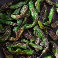 These blistered shishito peppers are the perfect summertime vegetable snack. Cooked quickly in oil and sprinkled with kosher salt for veggie perfection.
