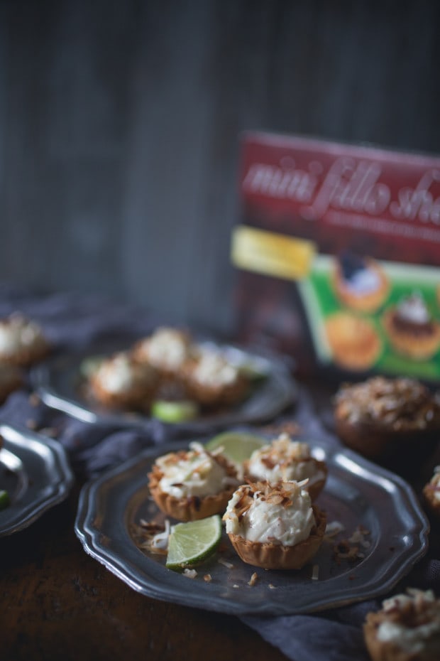 No Bake Coconut Lime Cheesecake Bites on a plate. 