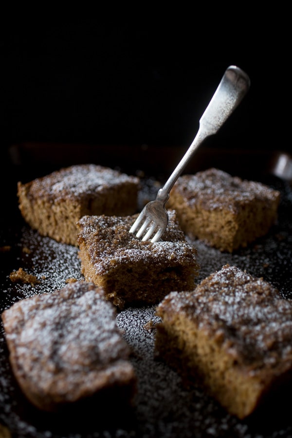 This sweet zucchini coffee cake is perfect for breakfast or dessert. Filled with fresh finely shredded zucchini and cinnamon brown sugar flavor. Perfectly moist and ready in no time!
