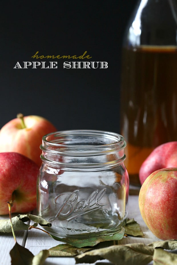 This homemade apple shrub is made using just freshly shaved apples, apple cider vinegar and sweet dark brown sugar. It's the best way to welcome fall.