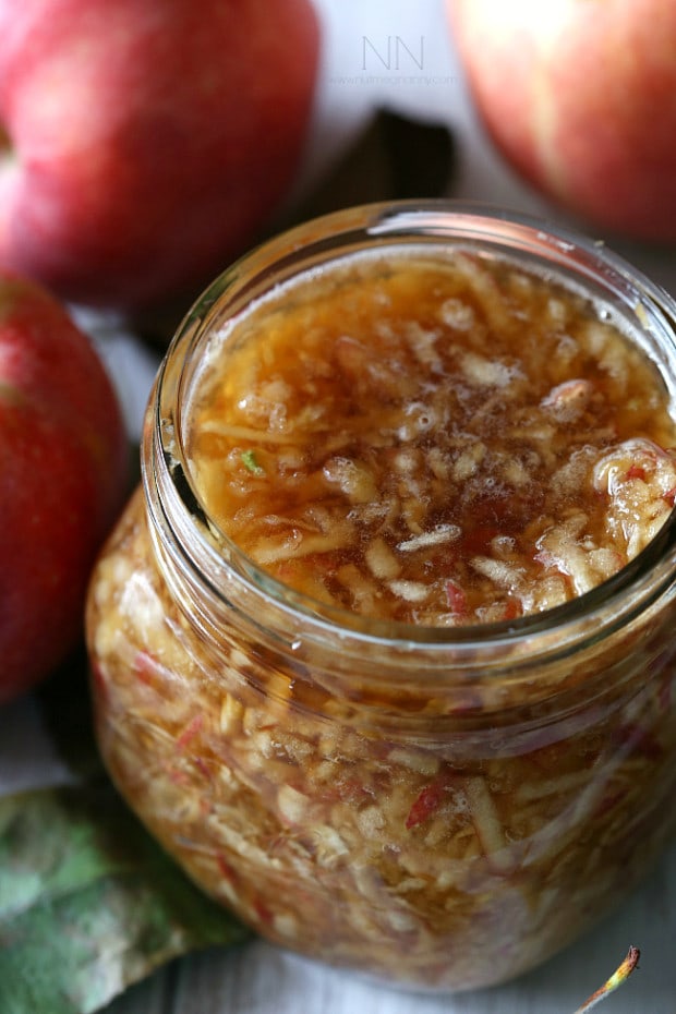 This homemade apple shrub is made using just freshly shaved apples, apple cider vinegar and sweet dark brown sugar. It's the best way to welcome fall.