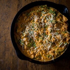 This spicy sausage pumpkin pasta sauce is packed full of delicious pumpkin and is perfect served over pasta, ravioli or gnocchi. Super simple to make and packed full of fall flavor.