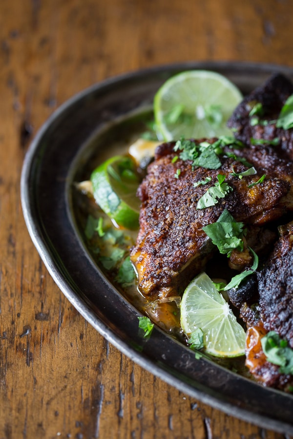 These cilantro lime chicken thighs are crispy, packed full of fresh flavor and ready in just an hour! Talk about easy and delicious!