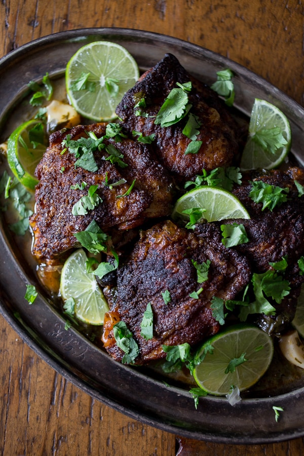 These cilantro lime chicken thighs are crispy, packed full of fresh flavor and ready in just an hour! Talk about easy and delicious!