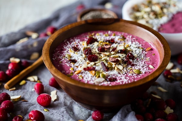 Cranberry Smoothie Bowl served in a large bowl.