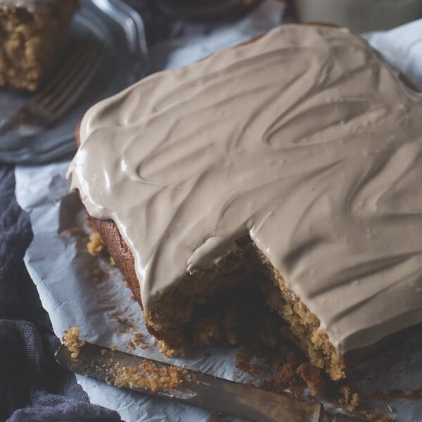This maple cake with maple cream cheese frosting is the perfect way to welcome fall. Full of maple syrup flavor and topped with the most creamy maple frosting of all time!