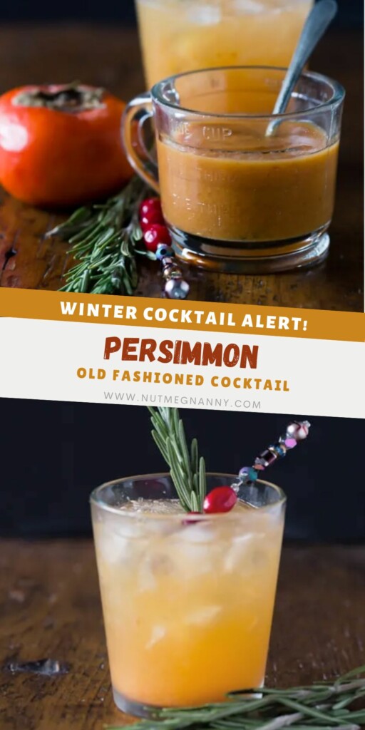 Persimmon Old Fashioned Cocktail pin for Pinterest. 