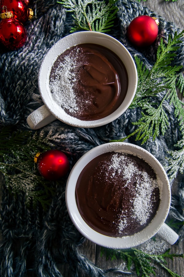 French Hot Chocolate Pudding in 2 mugs. 