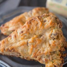 These parmesan prosciutto scones are packed full shaved parmesan, prosciutto, chives and lots of delicious butter. These are perfect for Christmas morning!