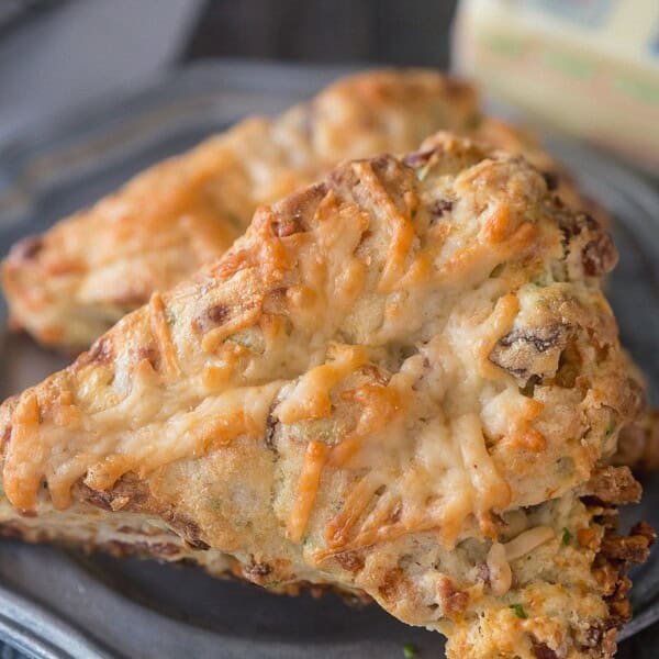 These parmesan prosciutto scones are packed full shaved parmesan, prosciutto, chives and lots of delicious butter. These are perfect for Christmas morning!