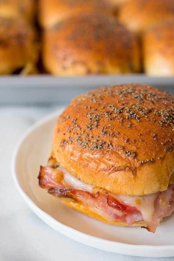 These baked apple butter ham and cheese sandwiches are the perfect balance of sweet and savory and ready in just 35 minutes! These baked apple butter ham and cheese sandwiches are the perfect balance of sweet and savory and ready in just 35 minutes!