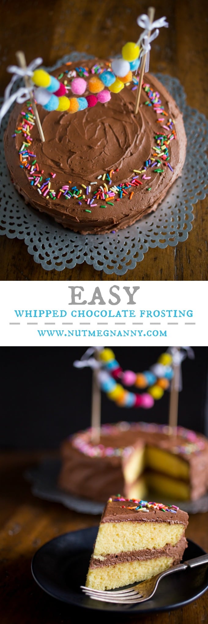 Easy Whipped Chocolate Frosting pin for pinterest.
