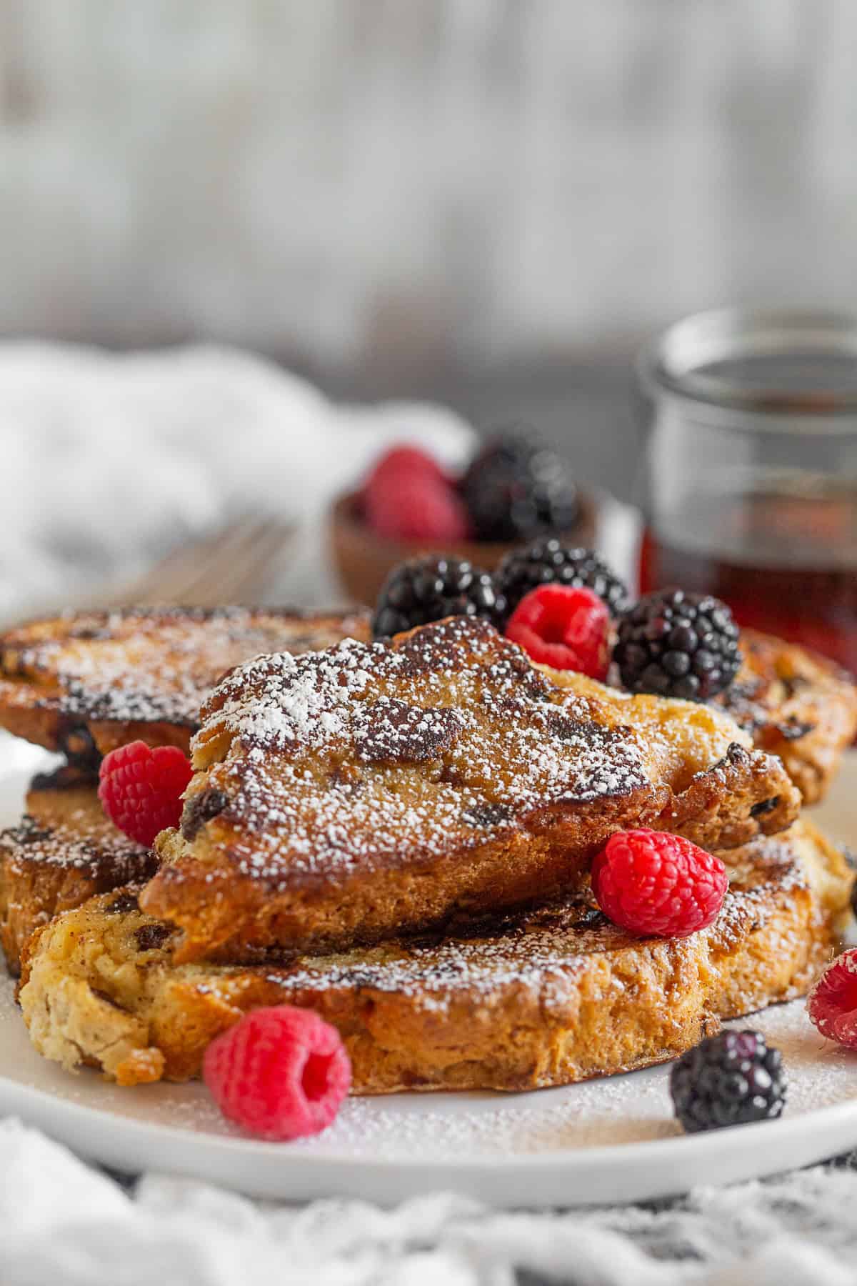 Irish Soda Bread French Toast with powdered sugar.